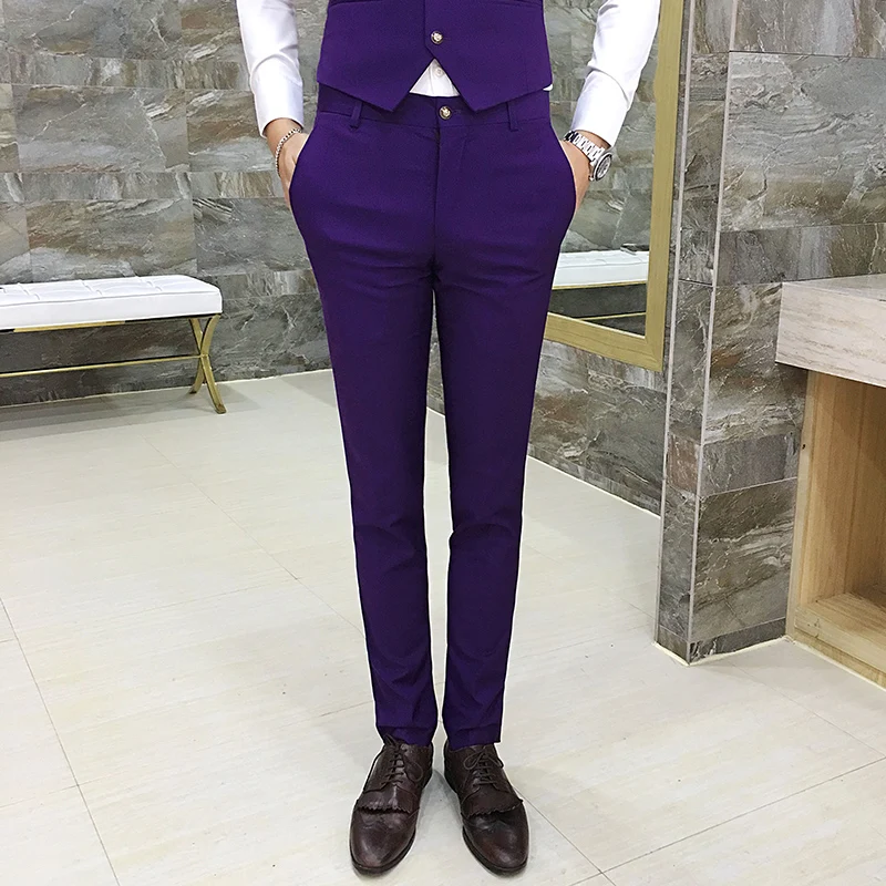 Classic Men Suit Pant Fashion Business Men Dress Pants Size S M L XL XXL XXXL 4XL Pure Color Men Formal Trousers
