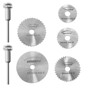 

Hemobllo 7pcs/set Mini HSS Circular Saw Blade Rotary Tool For Metal Cutter Power Tool Set Wood Cutting Discs Drill Mandrel