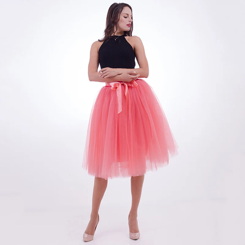 Женская фатиновая юбка пачка средней длины 7 слоев 65 см лето 2017|fashion tulle skirt|tulle