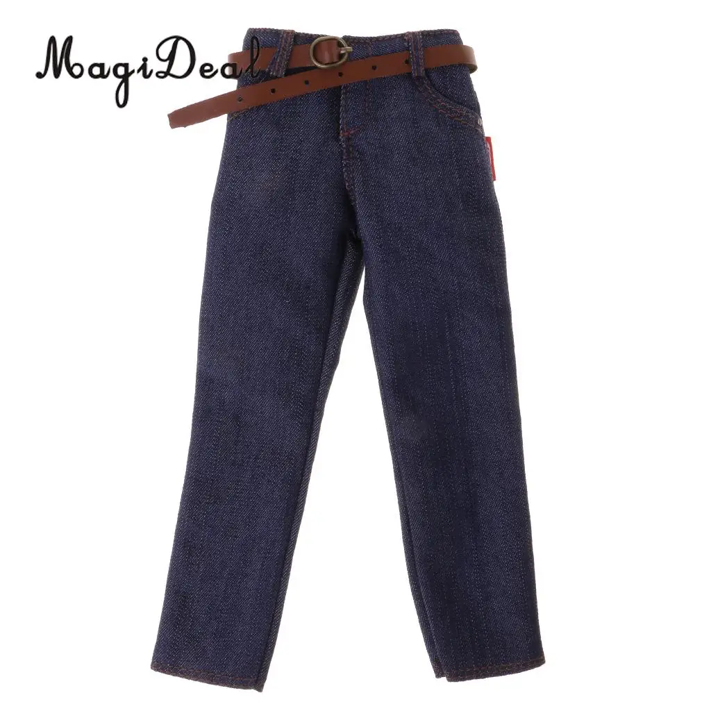 MagiDeal Top Quality 1Pc 1/6 Scale Male Classic Denim Jeans Pants with Belt for 12 Inch Action Figure Body Hot Toy Accessory