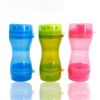 

610ml Pet Dog Dual Use Food Water Bottle Cup Portable Multifunction Double Chambered Hydration Bottle Container Outdoor