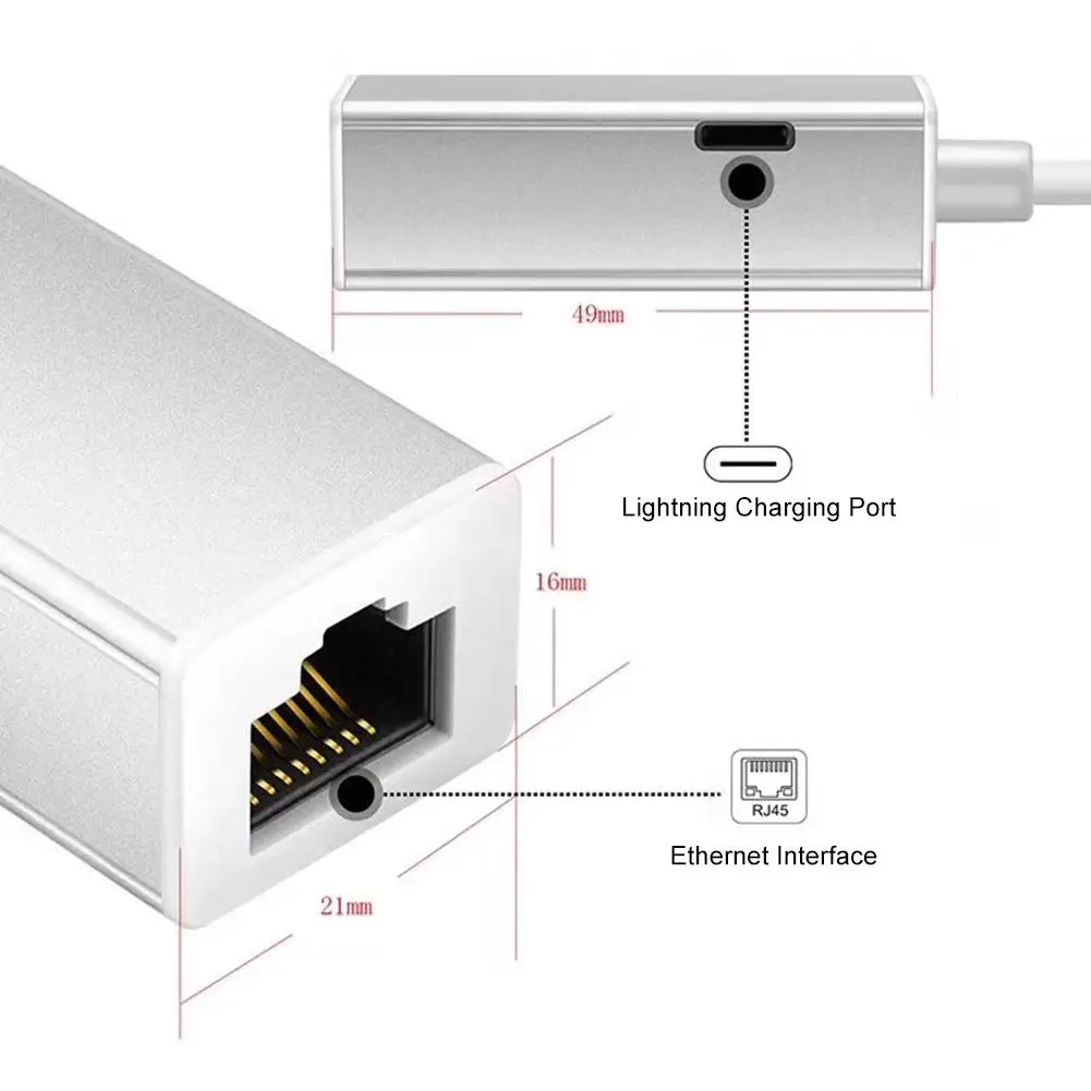 Сетевая карта 100 м RJ45 Lightning сетевой кабель освещение к адаптер для IPhone/iPad