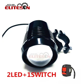 

Eliteson 2PCS Motorcycle U2 Led Headlight 30W Auto Led Work Light Spot Black Waterproof Universal Switch Gift