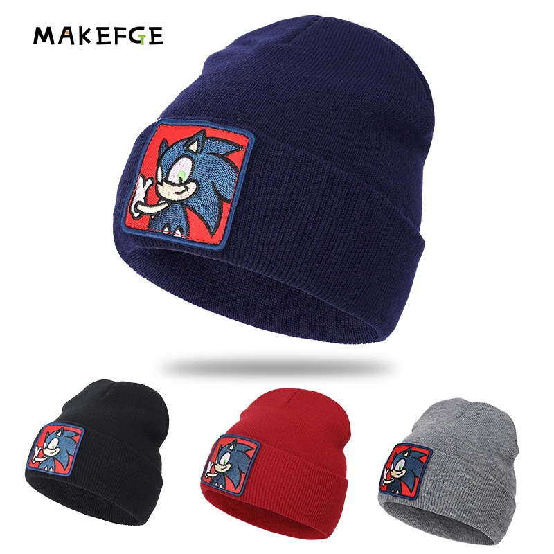 

2019 Cute Boy Sonic the Hedgehog Winter Baby Hat For Girls Winter Hat For Children Cap Warm Hat For Boys Cap Cotton Cap For Kid