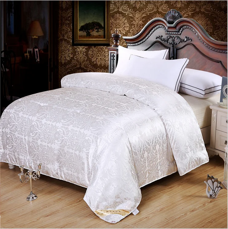 

Free Shipping 100% Mulberry Silk Quilt/Blanket Winter&Summer King/Queen Size White Handwork Positioning Comforter/Duvet