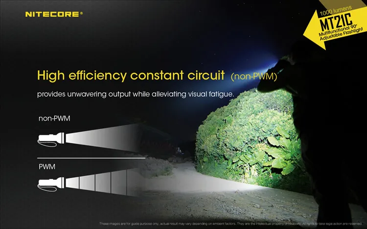 NITECORE MT21C многофункциональный фонарик комплект CREE XP-L HD V6 max 1000 люмен 90 градусов регулируемый фонарь дальность луча 184 м