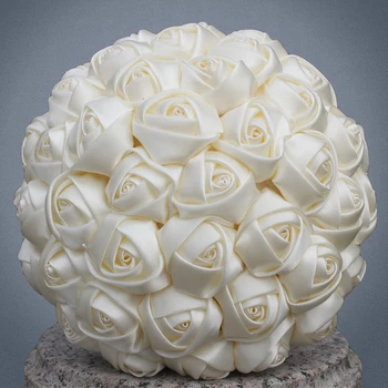 

Cheap Marfim Ivory Silk Bridal Bouquet Flower Girl/Bridesmaid/Bride Satin Holding Flower for Wedding, Festival ,Party W223-5