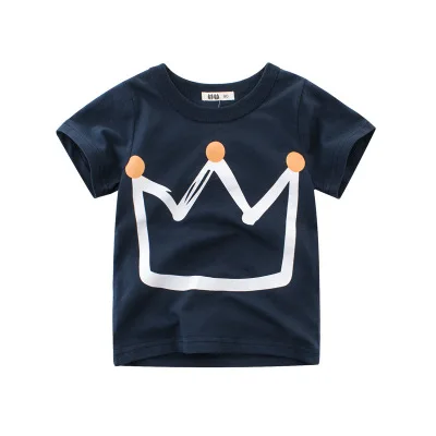 Loozykit/Летняя детская футболка для мальчиков футболки с короткими рукавами и принтом короны для маленьких девочек хлопковая детская футболка футболки с круглым вырезом, одежда для мальчиков - Цвет: Style 1