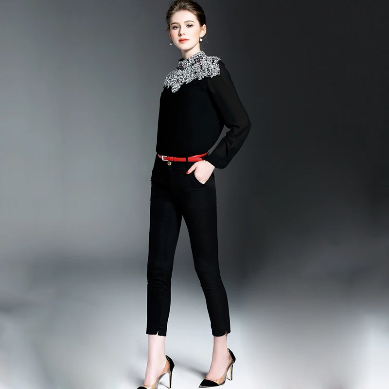 AMBMCM Новая модная Акция трендовая уютная модная женская одежда Повседневная блуза с бриллиантовым бисером тонкая рубашка для женщин топы