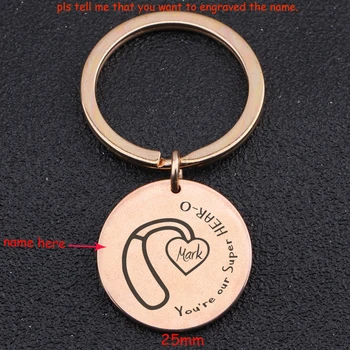 

Fashion Keychain Jewelry Engraved You Are Our Super Hear-o Personalized Name For Father's Day Gift From Daughter Or Son