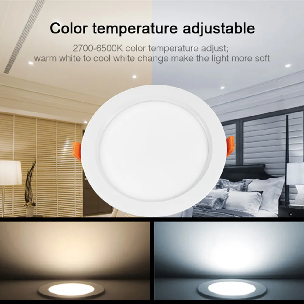 

Mi Light 15W 2.4G RGB+CCT Dimmable LED Downlight IP54 Waterproof Round Reccessed Light wire wifi control For Bathroom AC85V-265V