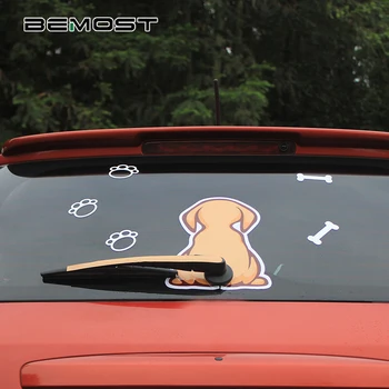 

BEMOST Car Styling 25*19cm Cartoon Animal Funny Dog Moving Tail Stickers Car Rear Window Wiper Decal Stickers Auto Accessories