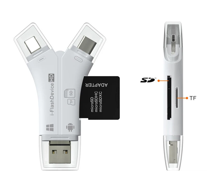 Все в 1 один USB MicroSD TF SD Card Reader для iPad для iPhone x 6 7 8 Plus для samsung S8 S9 Note8 LG G5 для huawei P20 Android