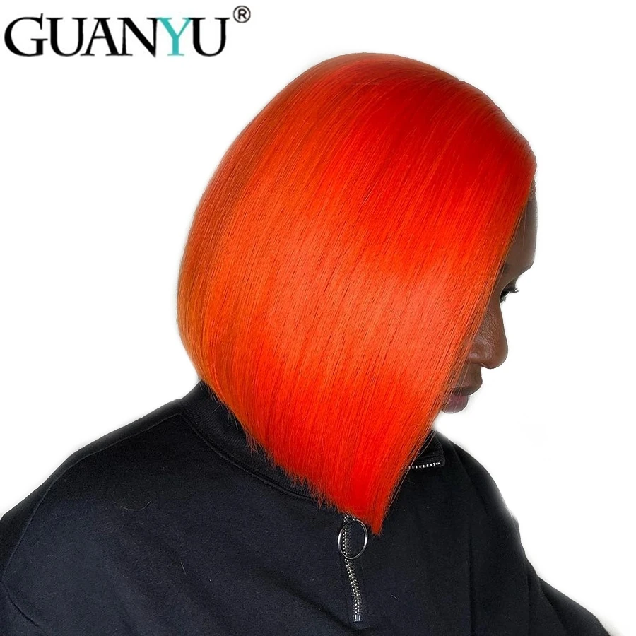 

Short Bob Brazilian Remy Human Hair Lace Front Wig Orange 13*4 Lace Front Wigs Hair Pre Plucked With Baby Hair For Black Women