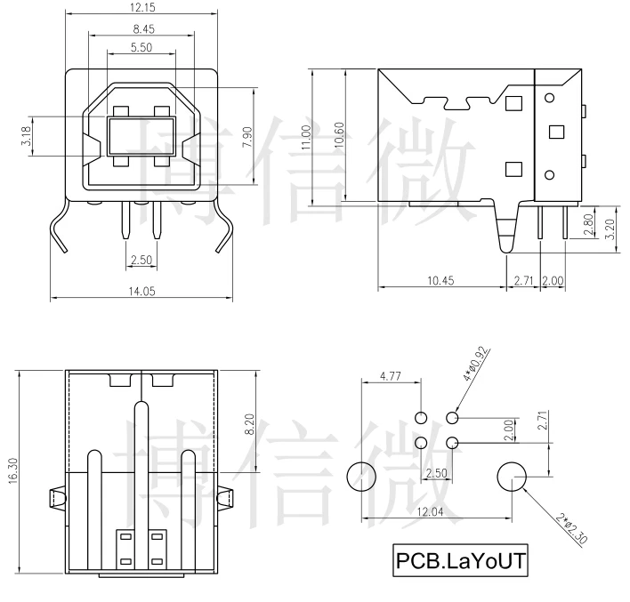 Grau tipo b Interface de Dados Fácil de Ferrugem Usb tipo d Pces Impressora Interface Bf90 Boca Soquete Escudo Chapeamento Não é 100 Usb 4 d boca soquete usb escudo chapeamento não é fácil de ferrugem