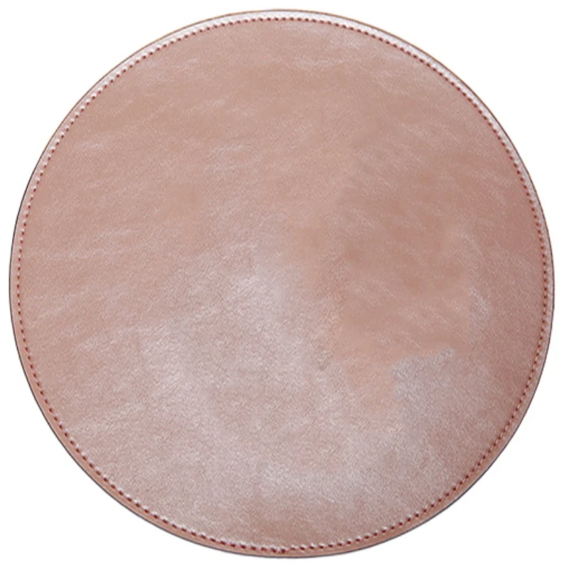 BUBM круглый коврик для мыши мягкие кожаные микрофибры колодки 22x22 см игра бизнес стол запястье мышь клавиатуры колодки - Цвет: Rose Gold