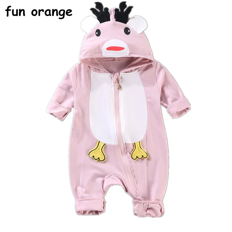 Fun Orange Baby Rompers Autumn Long Sleeve Newborn Baby Boy Girl