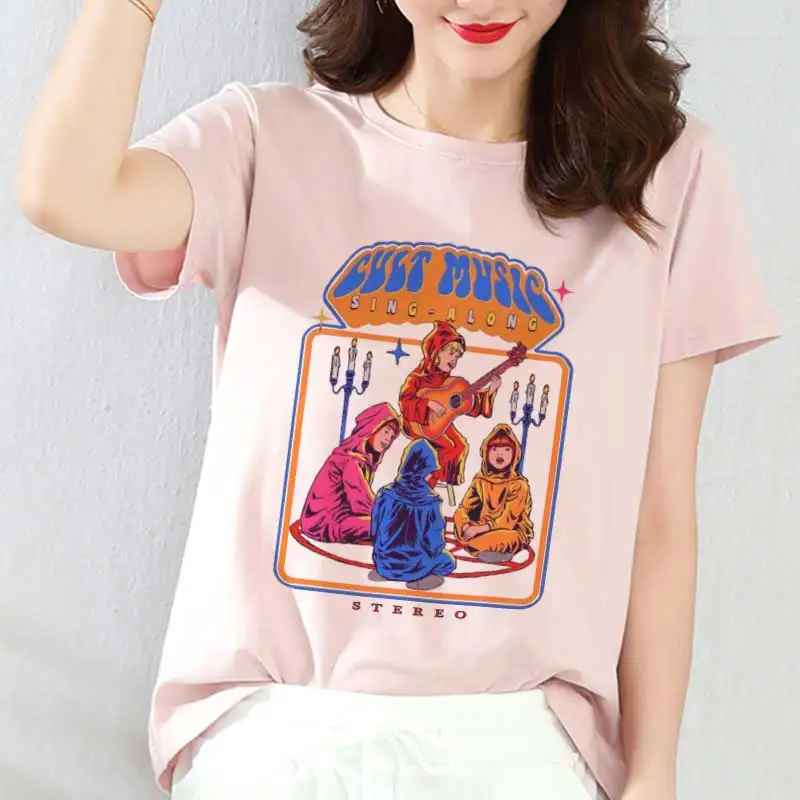 

90s 80s Vintage Clothing Cult Music Sing Along Casual Printed Short Sleeve T-shirt Harajuku Fashion T-shirt Female Tops