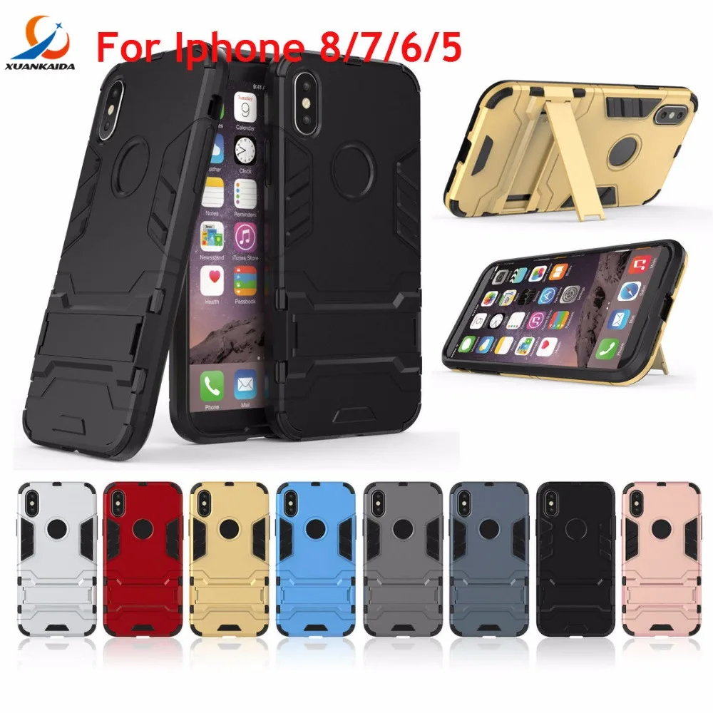

Iron Man Cover for Iphone 8 7 7Plus 6 6S Plus 5 5S SE 5C Hybrid Shock Proof Hard Kickstand Armour Heavy Rubber stand CASE