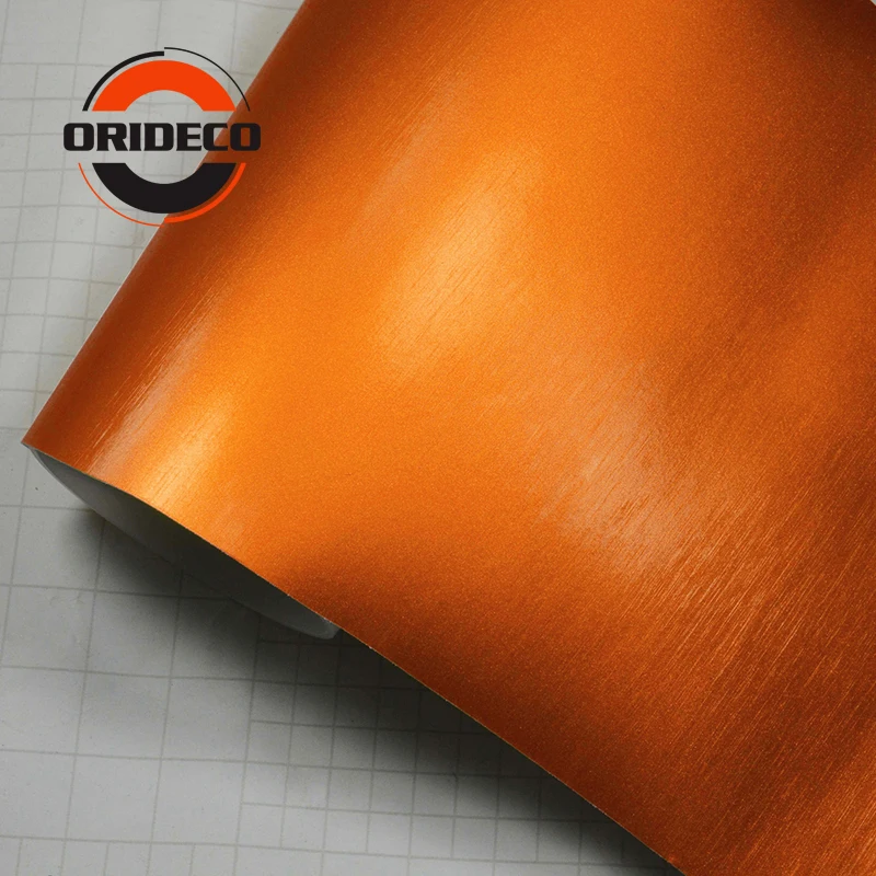 orange brushed metallic chrome vinyl car film foil 2