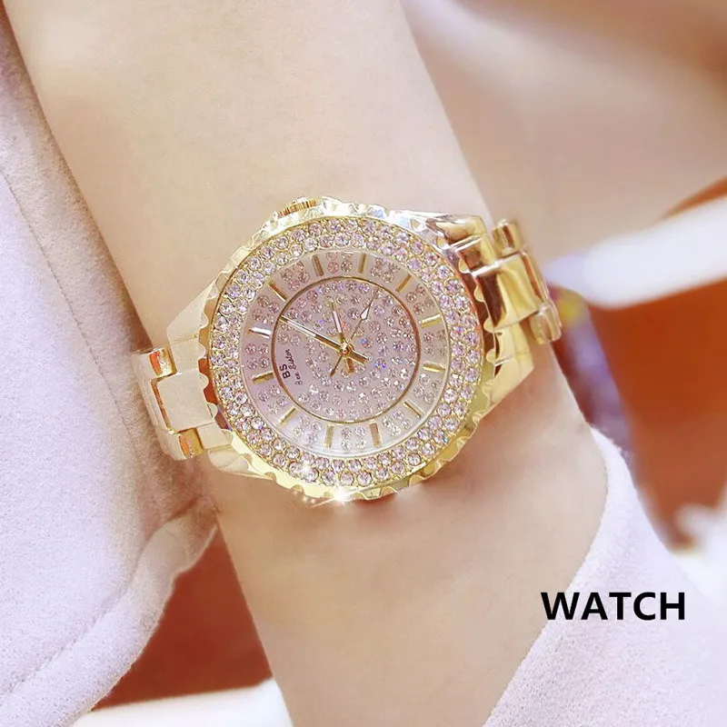 Женские часы, роскошные брендовые кварцевые женские часы с бриллиантами из розового золота, часы из нержавеющей стали, ЖЕНСКИЕ НАРЯДНЫЕ часы, relogio feminino - Цвет: 0280 Gold watch