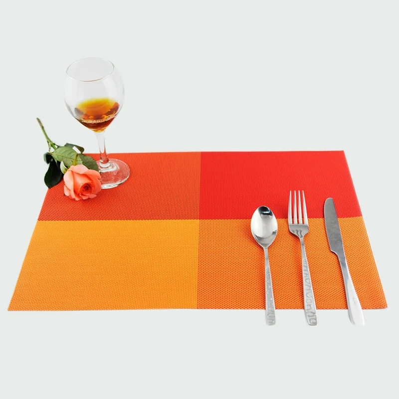 Good Quality PVC Waterproof Dining Table Mats Plaid Western Food Table Decoration Placemats