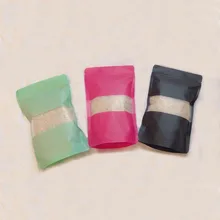 100 Pcs Stand Up Matte Color Aluminum Foil Zipper Bag with Showing Window, Pink Green Black Food Storage Packaging Plastic Pouch