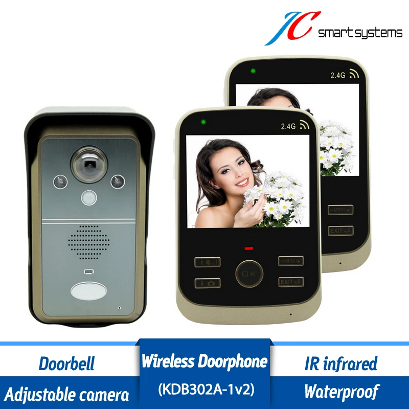

Kdb302A 1v2 Video Call Intercom Wireless Videoportero Door Alarm System With 2 3.5 inch LCD Monitors For Home/ Villa/ Apartment