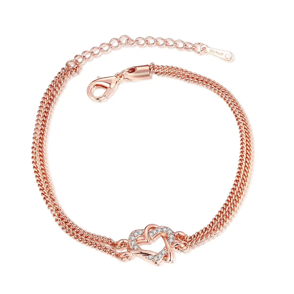 Rose Gold Color Rope Chain Heart Bracelet Women Jewelry Fashionin