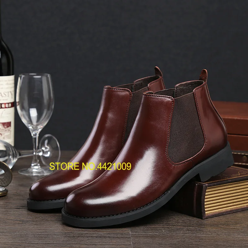 

Italian mens ankle boots genuine leather handmade black brown business office men shoes winter man martin boots shoes sapatos