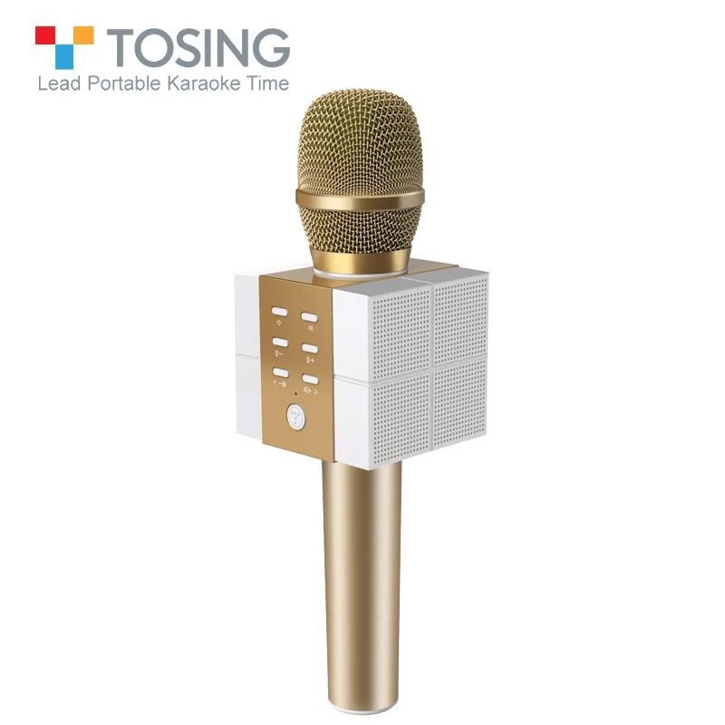 TOSING караоке микрофон Портативный динамик Поющая устранение высокой громкости динамик для Конференции и улицы с tf-картой и Bluetooth - Цвет: Gold