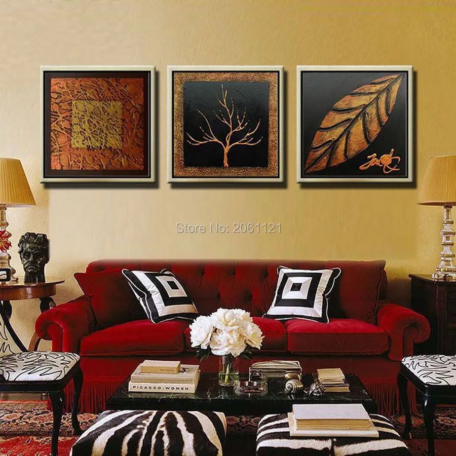Ручная работа, современная абстрактная настенная художественная жизнь, черный и коричневый лист дерева, картины для гостиной, домашний декор, картины маслом на холсте
