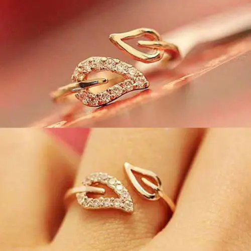 Euramerica Style Couple Leaves Crystal Drill Lover Rings For Women Party Wedding Euramerica Style Couple Leaves Crystal Drill Lover Rings For Women Party Wedding