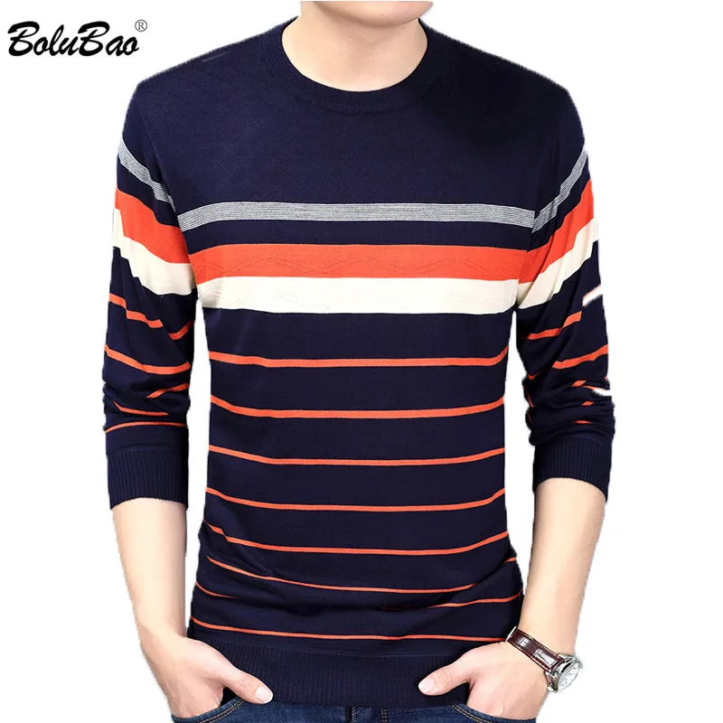 

BOLUBAO Fashion Men Sweater Spring Autumn Male Sweaters Comfortable Splice Men's Sweater Stripe Pullover