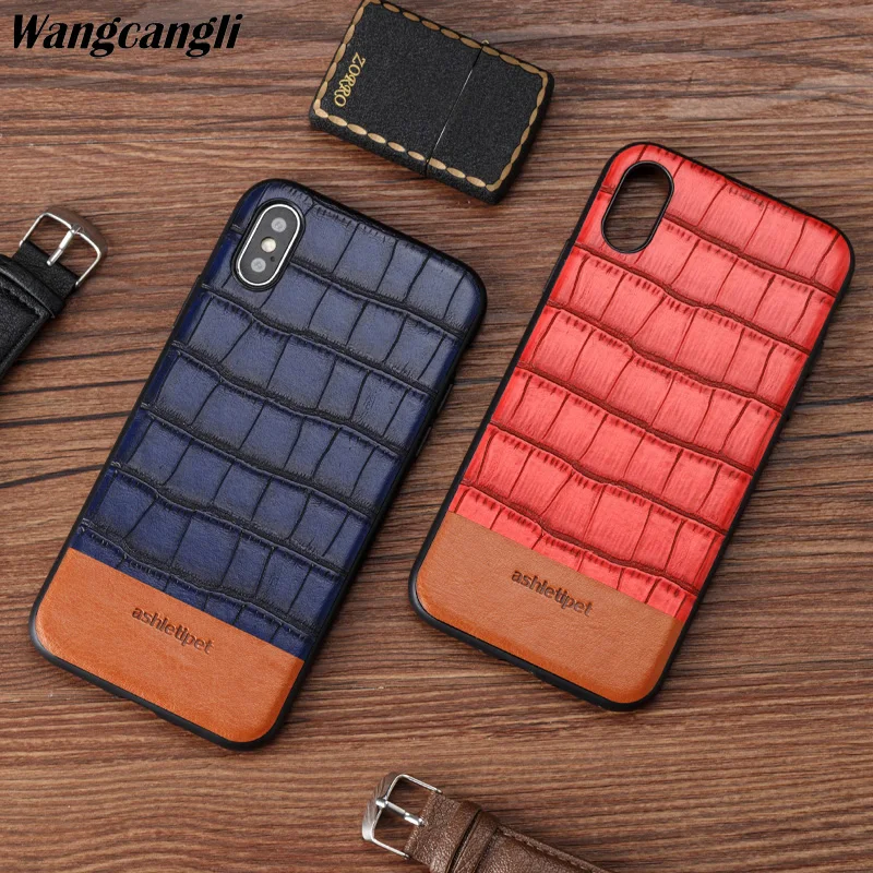 

High-end business real cowhide bamboo stitching all-inclusive mobile phone case for iPhone x case leather phone full case