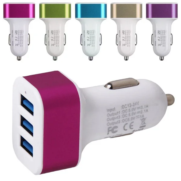 

2019 New Universal 3 Ports USB Car Charger For Samsung Galaxy S6 S5 S4 S3 A5 Note And Other phones Car-charger, 2.1A USB Charger