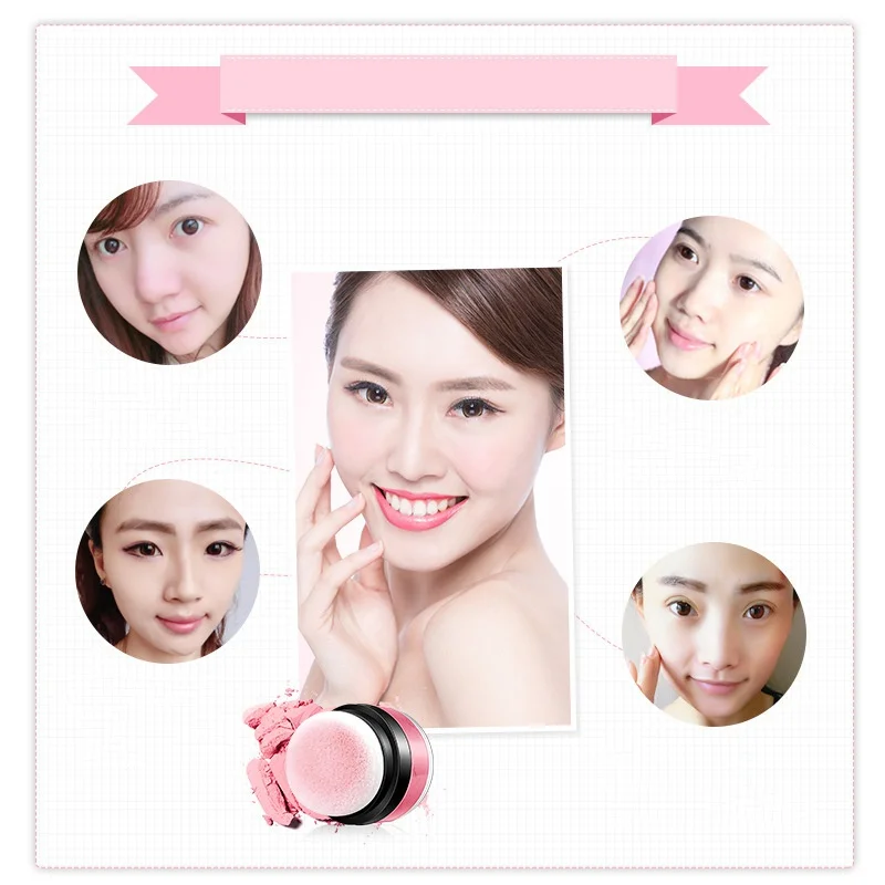 1Pc Natural Blush Cheek Face Blusher Texture Baked Blush Face Base 3 Colors Mineral Blusher Air Cushion Blush Makeup