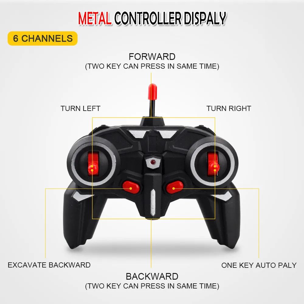 Радиоуправляемые машинки, игрушки на дистанционном управлении, 1:24, 6 каналов, 2,4 г, металлический экскаватор, зарядка, имитация желтого металла+ ABS передатчик, мини-игрушка в подарок