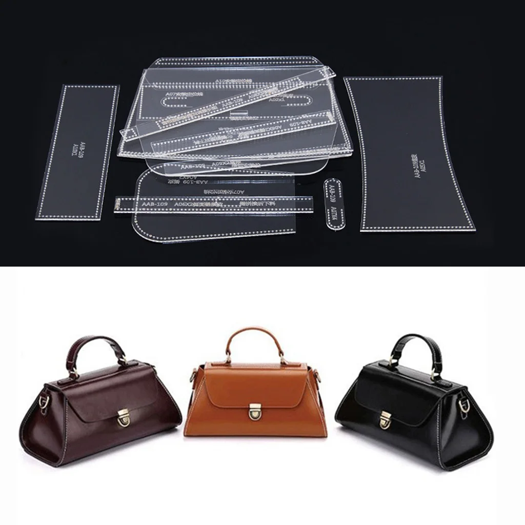 11pcs/Set Transparent Acrylic Leather Handbag Shoulder Bag Template Stencils DIY Leathercraft