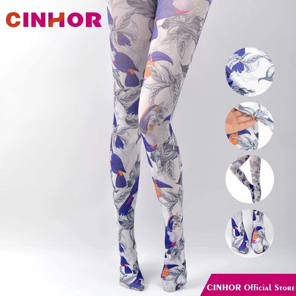 

CINHOR Original Mouth Net Red Stockings Female Tide College Wind Pattern Printing Spring And Autumn Thin Cotton Romper
