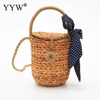 

Vintage Women Beach Handbags Mini Bucket Bags Female Summer Weave Straw Ranttan Bag Hot Casual Holiday Totes Crossbody Bag New
