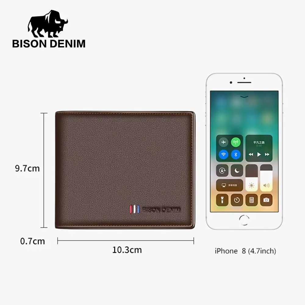 BISON DENIM мужской кошелек из натуральной кожи с ремнем Подарочная коробка и ремень