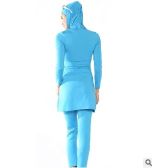 Купальники с длинными рукавами мусульманские купальники мусульманские женщины консервативные костюмы мусульманская леди защитная одежда - Цвет: Синий