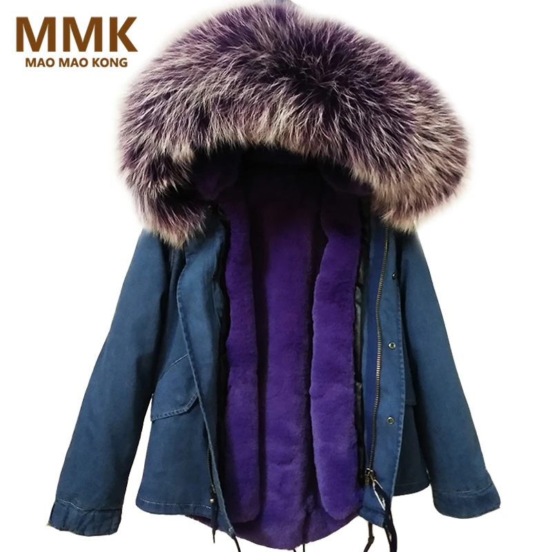 

2019 Winter Jacket Women Coat Real Fur Parka Natural Raccoon Fur Collar Hooded Female Thick Warm Fur Outwear Brand Quality
