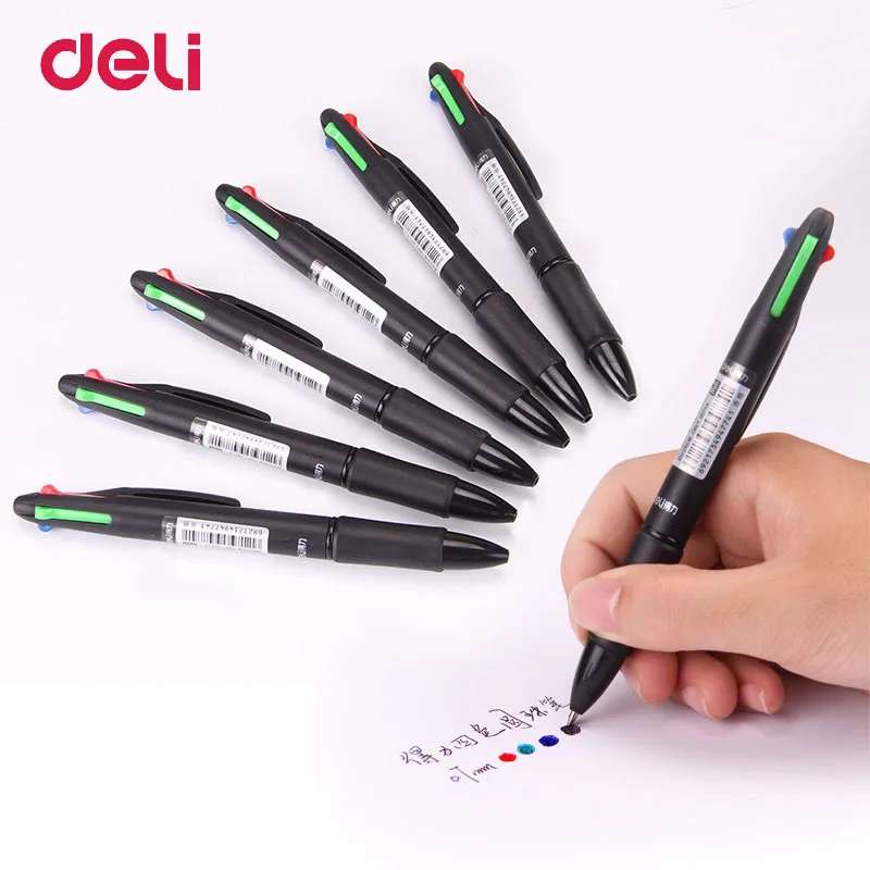 

Deli 6pcs Colored Ballpoint Pen 0.7mm ink Ballpoint Pen Black Blue Red Automatic Ball Pen Office School Supplies Stationery