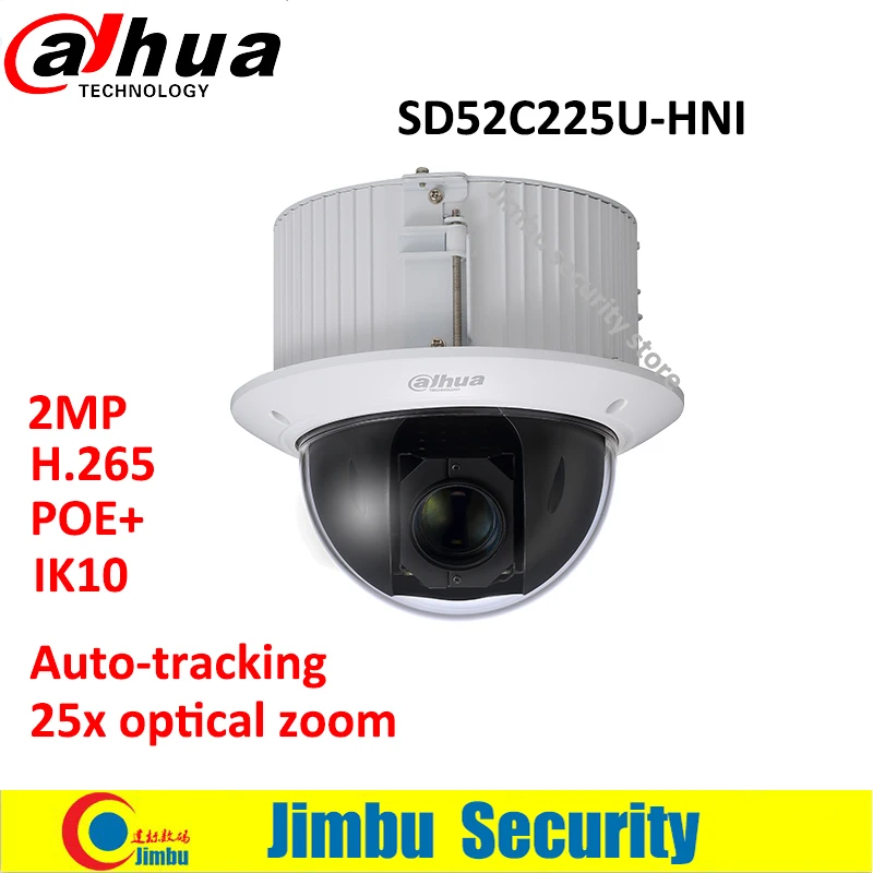 

Dahua PTZ CMOS camera 25x optical zoom 2MP focal lens 4.8mm~120mm SD52C225U-HNI 2MP H.265 PoE+ IP66 Auto-tracking IK10