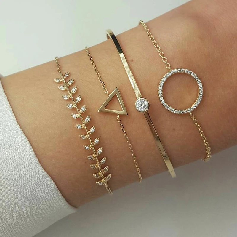 

Tocona Bohemian Triangle Round Leaf Layered Bracelets Set for Women Girl Geometric Crystal Pendant Bracelet Bangle Anklet 6891