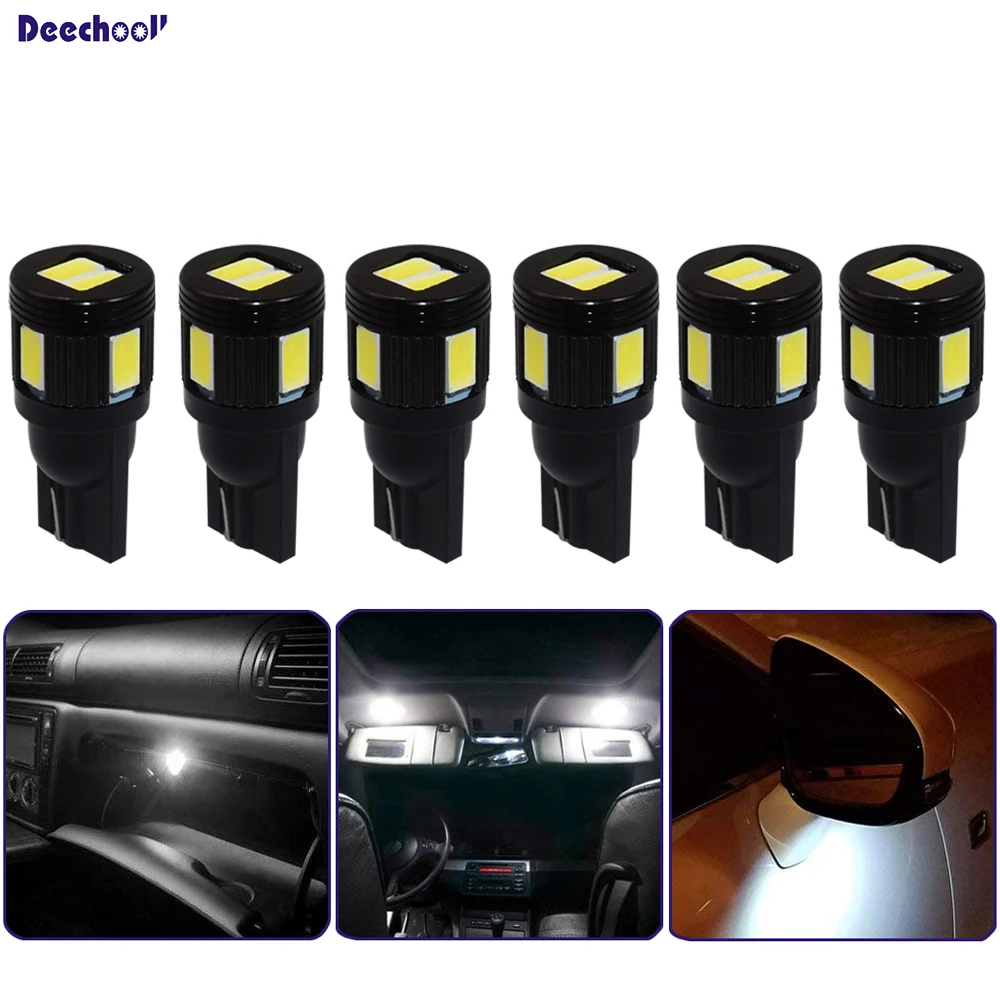 Автомобильная светодиодная лампа deechooll T10 6 шт. W5W 5630/5730 6SMD автомобильная для