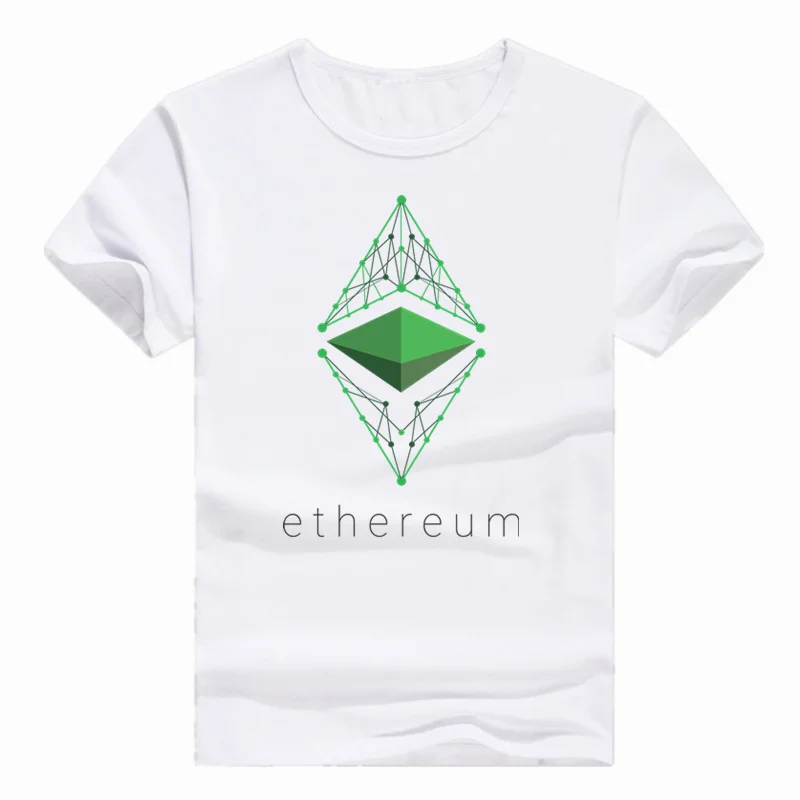 Asian Size Print Ethereum Geek Smart Contracts & Blockchain Fractal T-shirt Short sleeve O-Neck Tshirt Men And Women HCP824