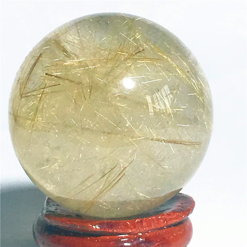 

Natural Gold Rutilated ghost Quartz Crystal Sphere Ball